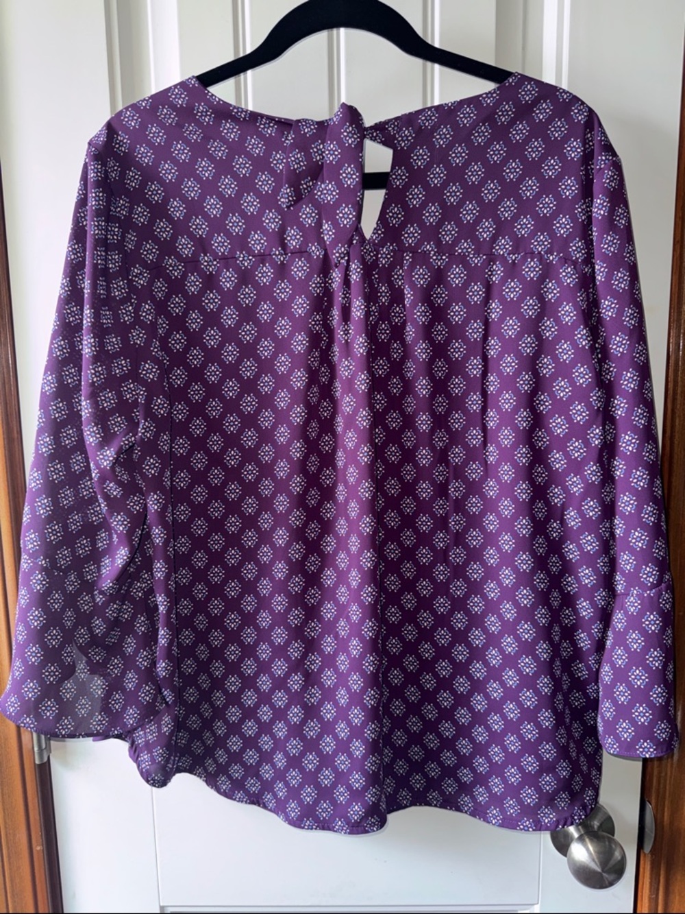 41 Hawthorn Purple Printed Blouse with White Motif - Picture 5 of 6